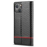 Lc.Imeeke iPhone 14 Plus Fodral Kolfibertextur Röd Stripe Horizontal