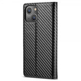 Lc.Imeeke iPhone 14 Plus Fodral Kolfibertextur Röd Stripe Vertical