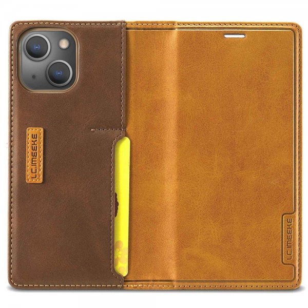 Lc.Imeeke iPhone 14 Plus Fodral Kortfack Utsida Brun