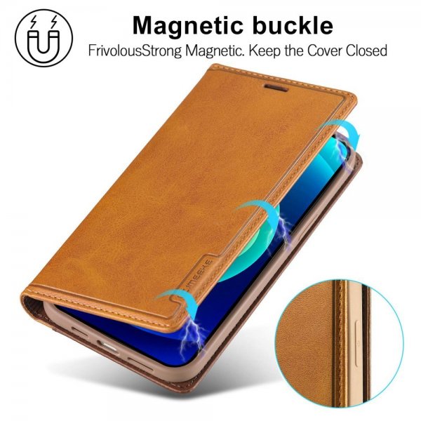 Lc.Imeeke iPhone 14 Plus Fodral Kortfack Utsida Brun