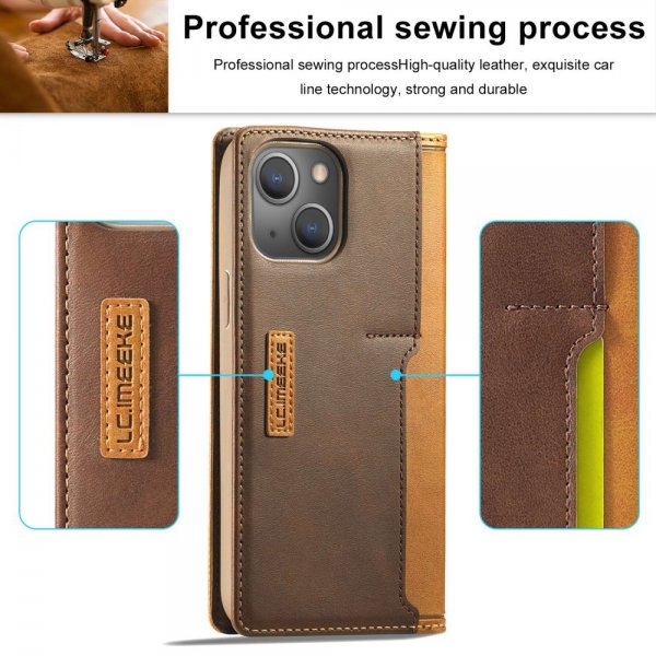 Lc.Imeeke iPhone 14 Plus Fodral Kortfack Utsida Brun