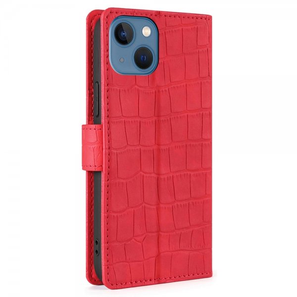 iPhone 14 Plus Fodral Krokodilmönster Röd
