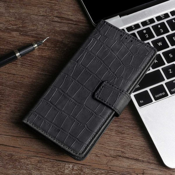 iPhone 14 Plus Fodral Krokodilmönster Svart