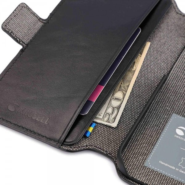 Krusell iPhone 14 Plus Fodral Leather PhoneWallet Svart