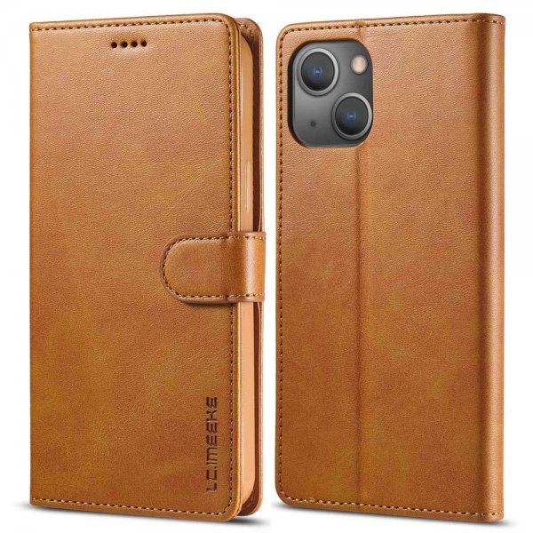 Lc.Imeeke iPhone 14 Plus Fodral med Kortfack Stativfunktion Ljusbrun