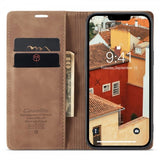 CaseMe iPhone 14 Plus Fodral Retro Flip Brun