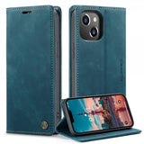CaseMe iPhone 14 Plus Fodral Retro Flip Petrol