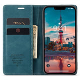 CaseMe iPhone 14 Plus Fodral Retro Flip Petrol