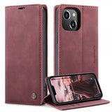 CaseMe iPhone 14 Plus Fodral Retro Flip Röd