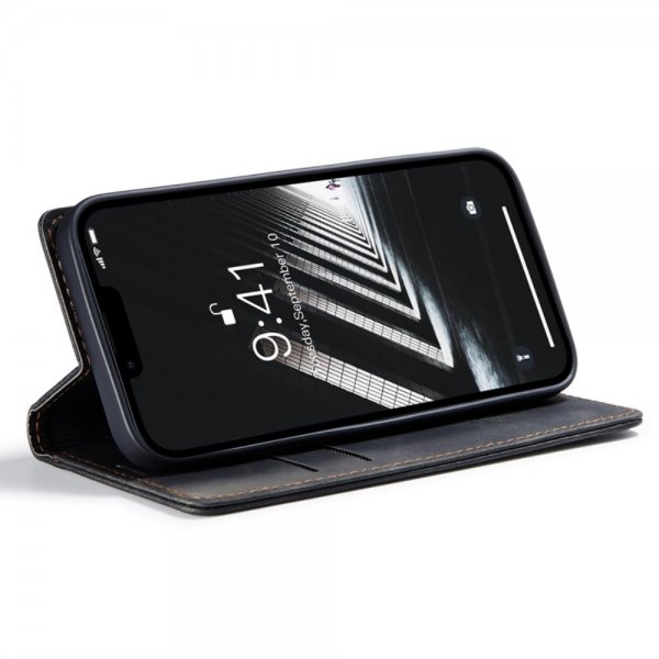 CaseMe iPhone 14 Plus Fodral Retro Flip Svart