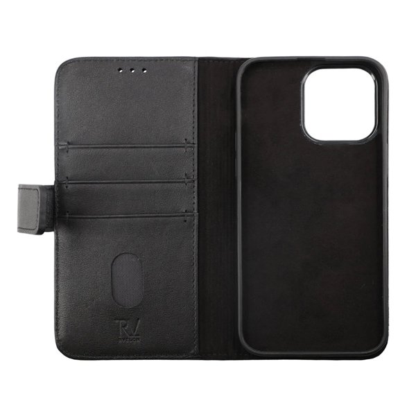 Rvelon iPhone 14 Plus Fodral Äkta Läder Svart