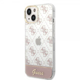 Guess iPhone 14 Plus Skal Bottom Stripe Script Logo Rosa