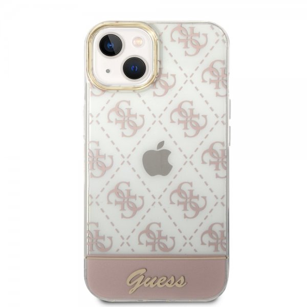 Guess iPhone 14 Plus Skal Bottom Stripe Script Logo Rosa