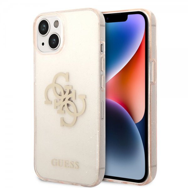 Guess iPhone 14 Plus Skal Full Glitter Guld