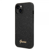 Guess iPhone 14 Plus Skal Glitter Flakes Metal Logo Svart