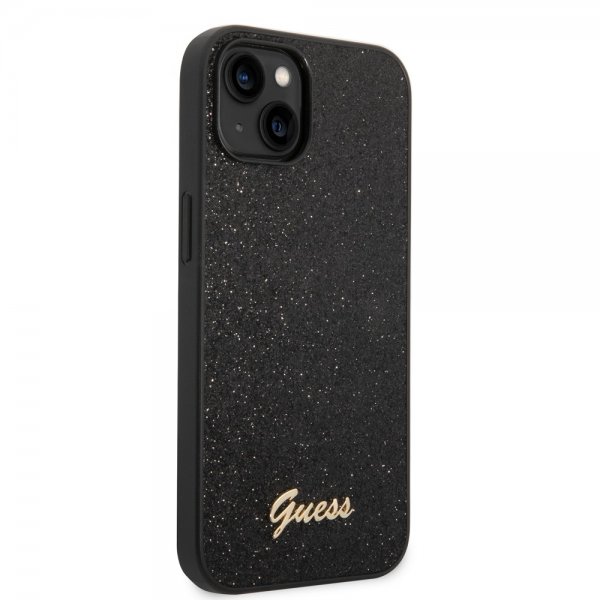 Guess iPhone 14 Plus Skal Glitter Flakes Metal Logo Svart