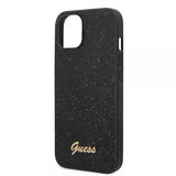 Guess iPhone 14 Plus Skal Glitter Flakes Metal Logo Svart