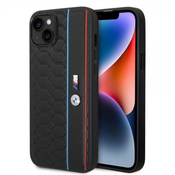 BMW iPhone 14 Plus Skal Hexagonal Pattern Svart