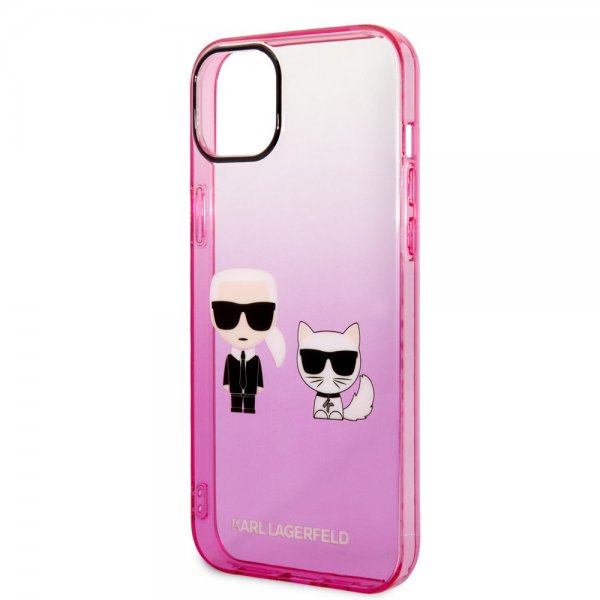 Karl Lagerfeld iPhone 14 Plus Skal Karl & Choupette Gradient Rosa