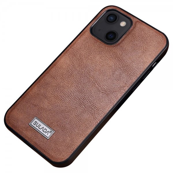 Sulada iPhone 14 Plus Skal Lädertextur Brun