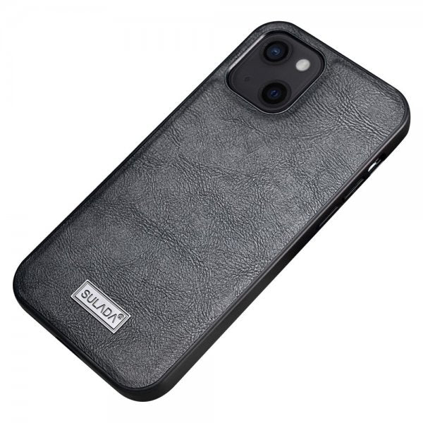 Sulada iPhone 14 Plus Skal Lädertextur Svart