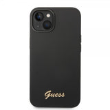 Guess iPhone 14 Plus Skal Liquid Silicone Metal Logo Svart