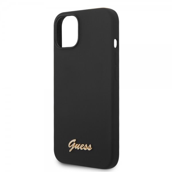 Guess iPhone 14 Plus Skal Liquid Silicone Metal Logo Svart