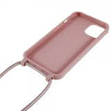 iPhone 14 Plus Skal med Strap Mörkrosa