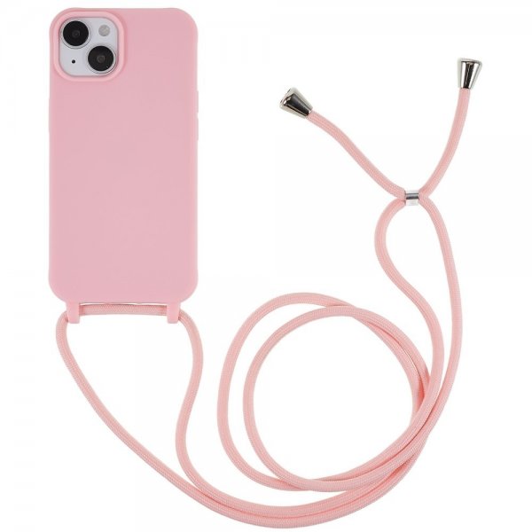 iPhone 14 Plus Skal med Strap Rosa