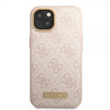 Guess iPhone 14 Plus Skal Metal Plate Logo MagSafe Rosa
