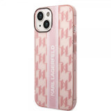 Karl Lagerfeld iPhone 14 Plus Skal Monogram Vertical Stripe Rosa