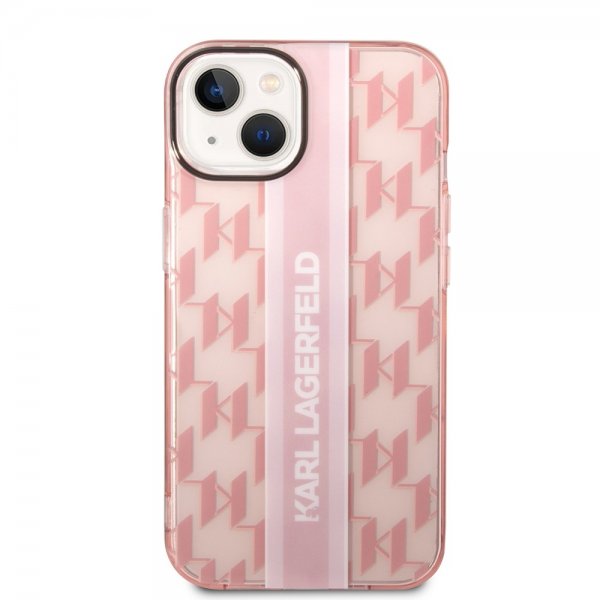 Karl Lagerfeld iPhone 14 Plus Skal Monogram Vertical Stripe Rosa