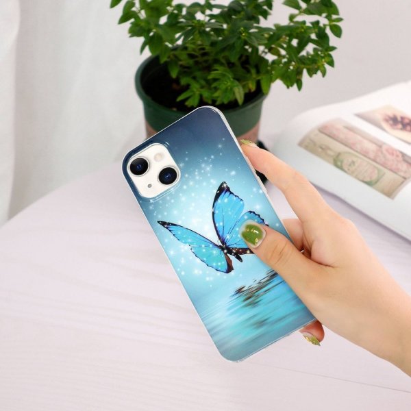 iPhone 14 Plus Skal Motiv Blå Fjäril
