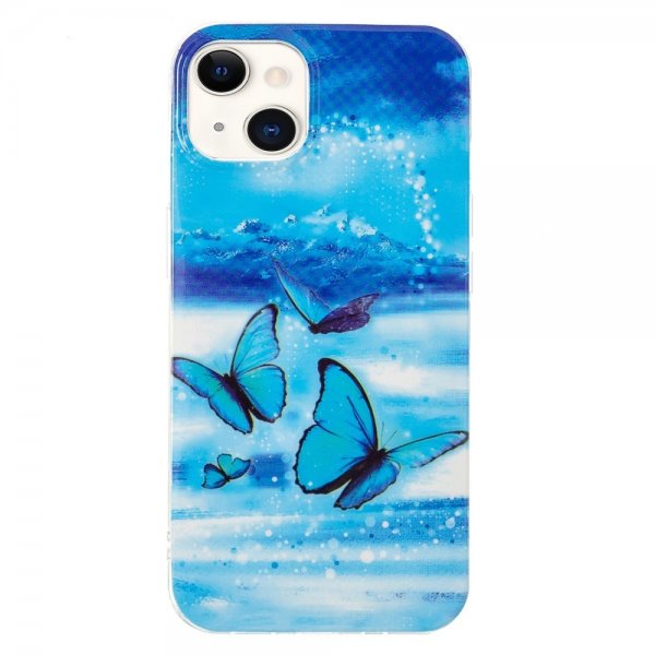 iPhone 14 Plus Skal Motiv Blåa Fjärilar