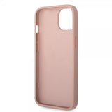 Guess iPhone 14 Plus Skal Saffiano Metal Logo Stripes Rosa