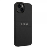 Guess iPhone 14 Plus Skal Saffiano Metal Logo Stripes Svart