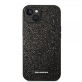 Karl Lagerfeld iPhone 14 Plus Skal Solid Glitter Plaque Logo Svart
