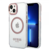 Guess iPhone 14 Plus Skal Transparent MagSafe Rosa Transparent