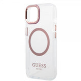 Guess iPhone 14 Plus Skal Transparent MagSafe Rosa Transparent