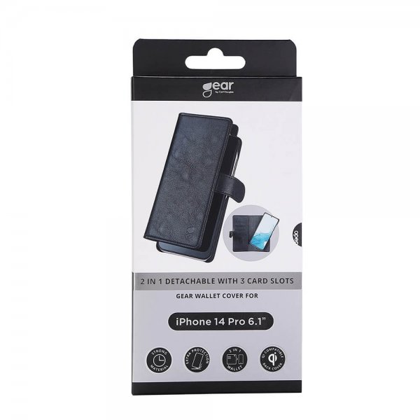 Gear iPhone 14 Pro Fodral 2-in-1 Detachable with 3 Card Slots Svart