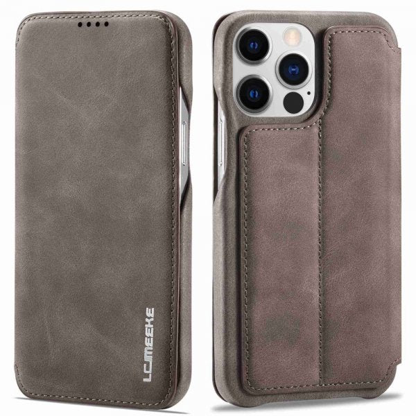 Lc.Imeeke iPhone 14 Pro Fodral Flip Mörkbrun