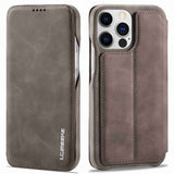 Lc.Imeeke iPhone 14 Pro Fodral Flip Mörkbrun