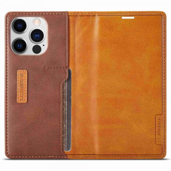 Lc.Imeeke iPhone 14 Pro Fodral Kortfack Utsida Brun