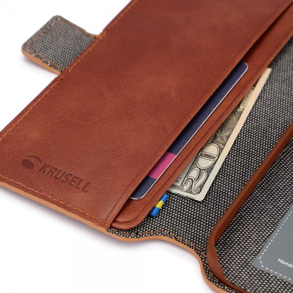 Krusell iPhone 14 Pro Fodral Leather PhoneWallet Cognac