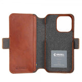 Krusell iPhone 14 Pro Fodral Leather PhoneWallet Cognac