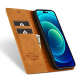 Lc.Imeeke iPhone 14 Pro Fodral med Kortfack Flip Brun