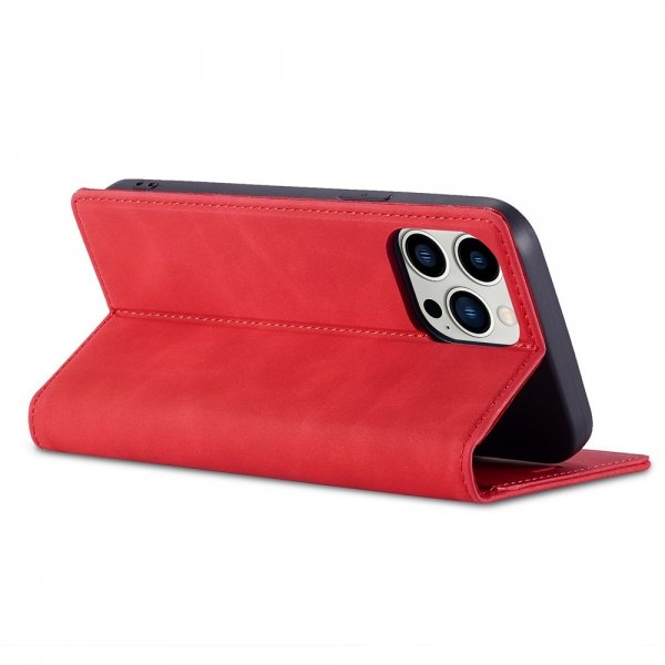 Lc.Imeeke iPhone 14 Pro Fodral med Kortfack Flip Röd