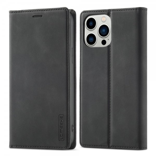 Lc.Imeeke iPhone 14 Pro Fodral med Kortfack Flip Svart