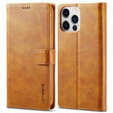 Lc.Imeeke iPhone 14 Pro Fodral med Kortfack Stativfunktion Ljusbrun