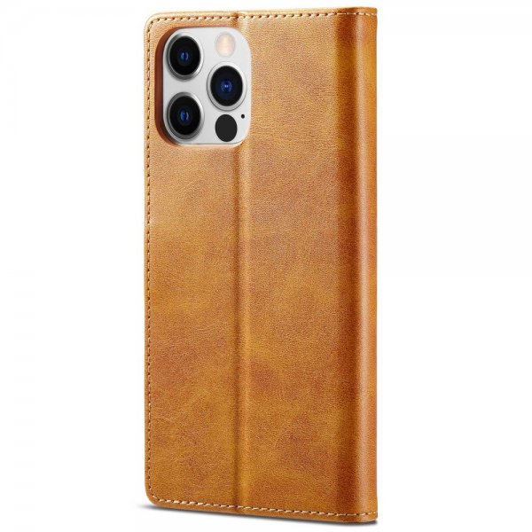 Lc.Imeeke iPhone 14 Pro Fodral med Kortfack Stativfunktion Ljusbrun